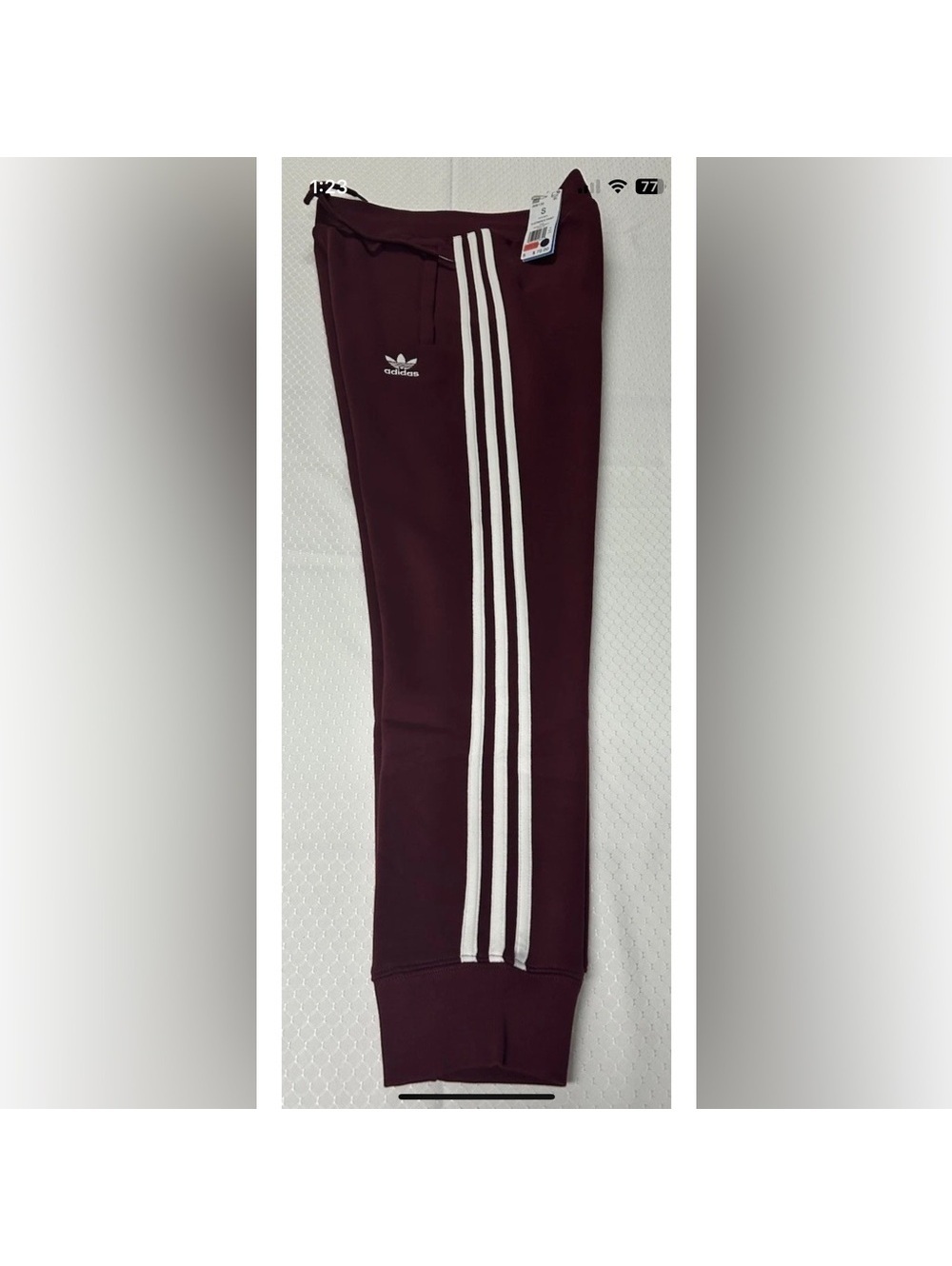 Adidas Men's S Jogger Pants 3 Stripe Fleece Red Green - Picture 7 of 13
